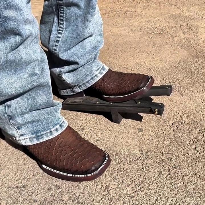 Men's Handmade Crocodile Leather Square Toe Chelsea Boots