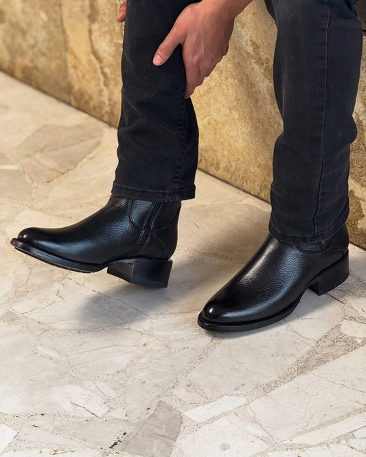 Handmade Deerskin Black Half Boots