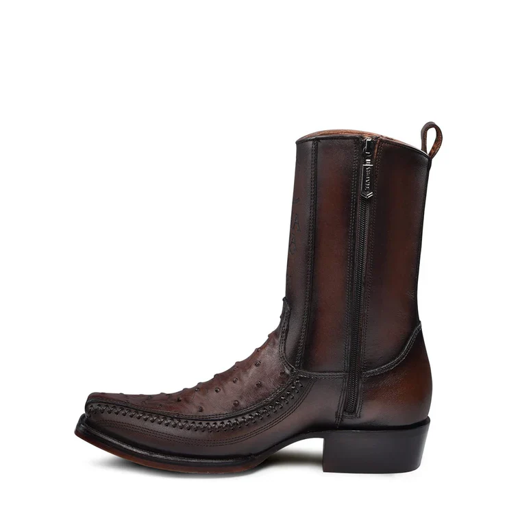 Men's Cowboy Boot In Genuine Ostrich Leather And Bovine Leather(Buy 2 Free Shipping✔️)