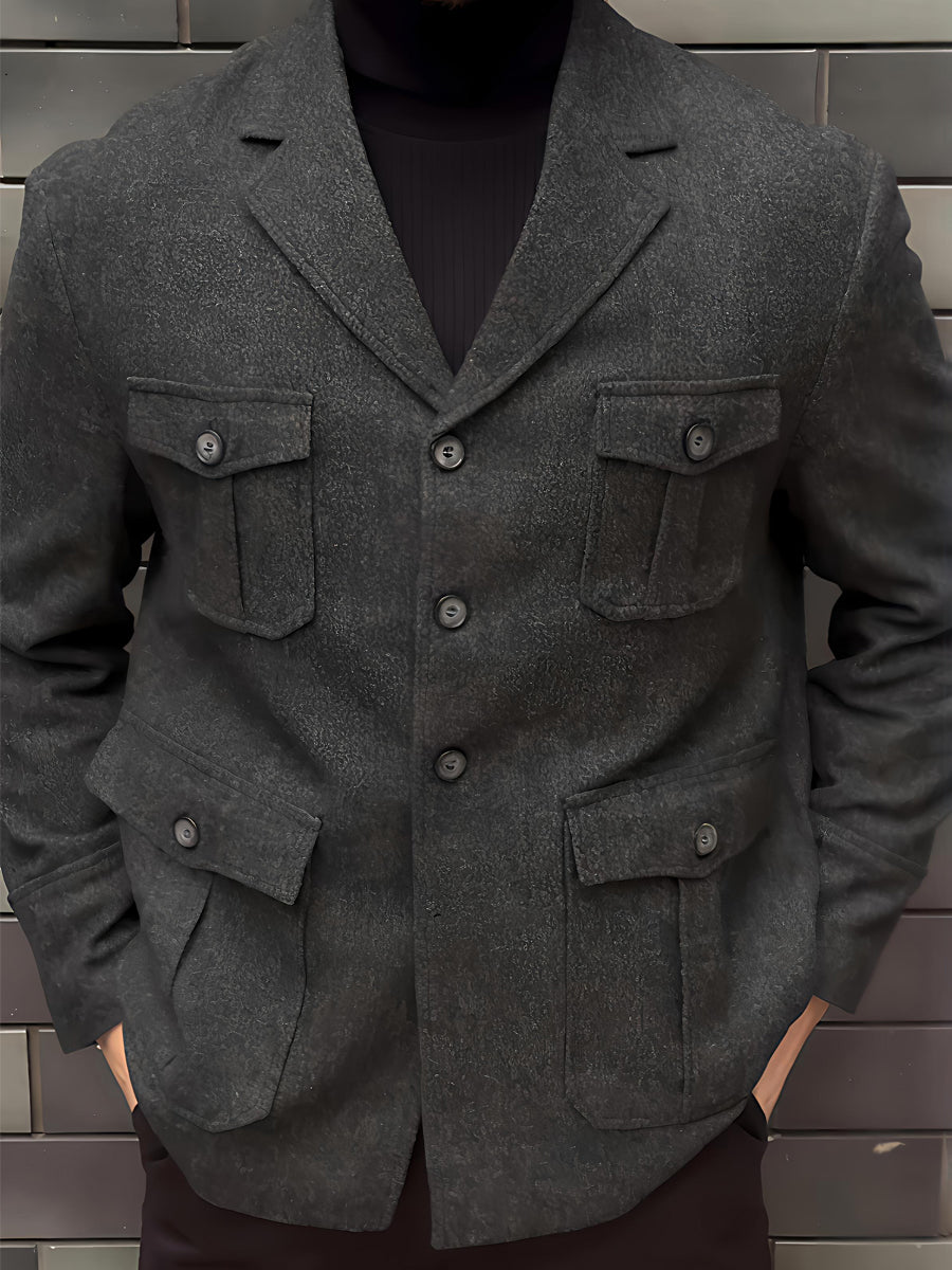 Men's Pockets Tweed Blazer