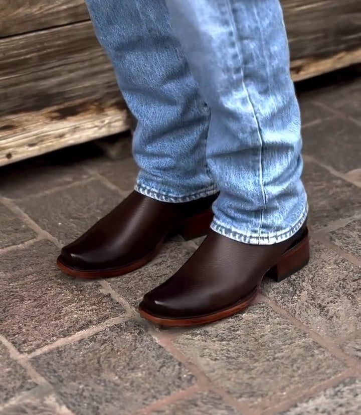 Classic Vintage Wide Leather Boots With Low Heel