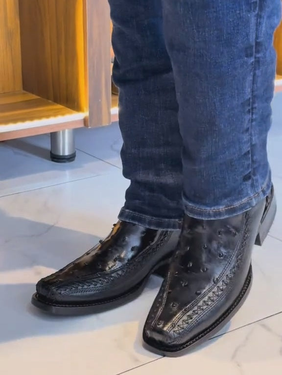 Brock Ostrich Leather Vintage Cowboy Boots