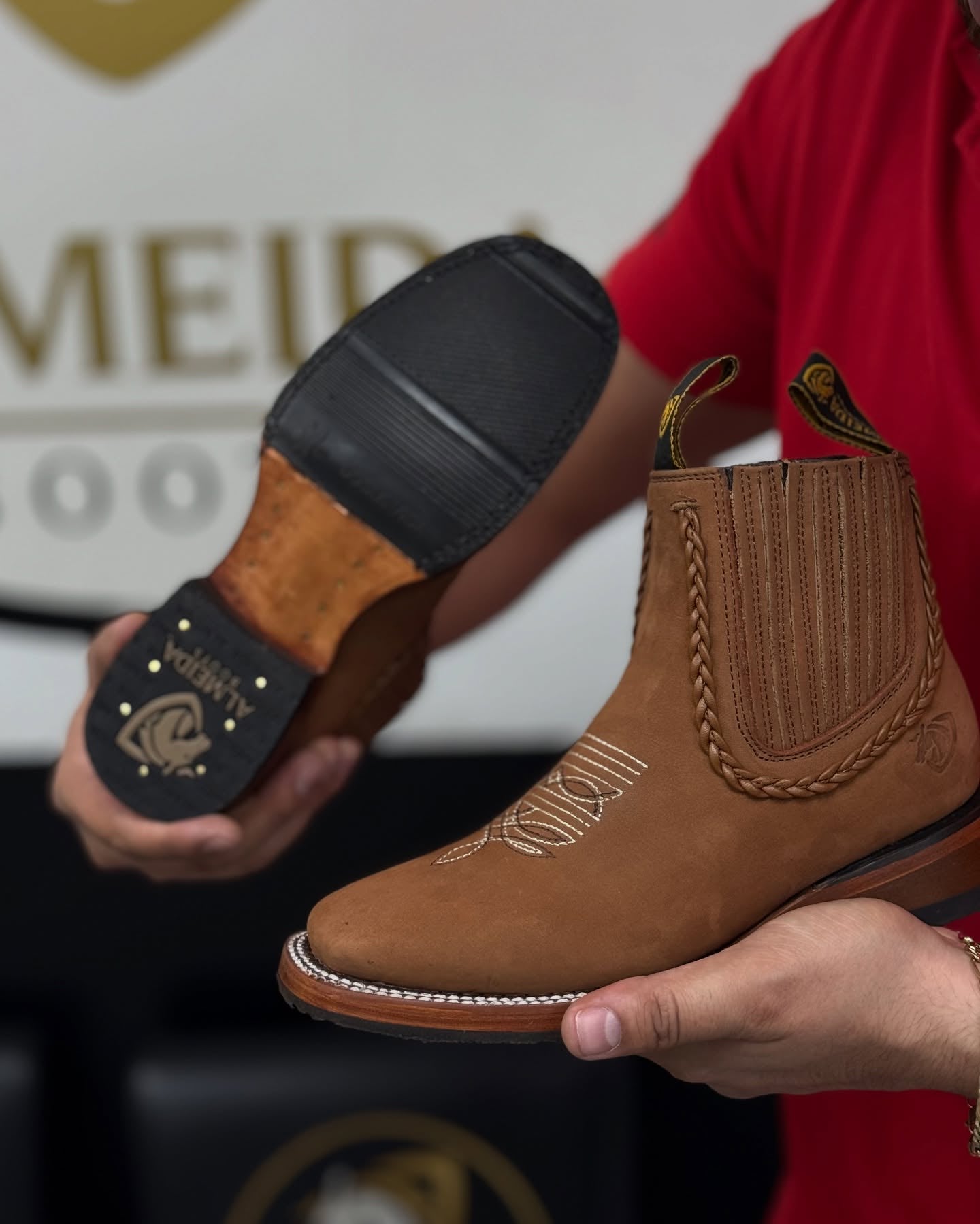 Handmade Crafted Embroidery Embroidered Square Toe Boots