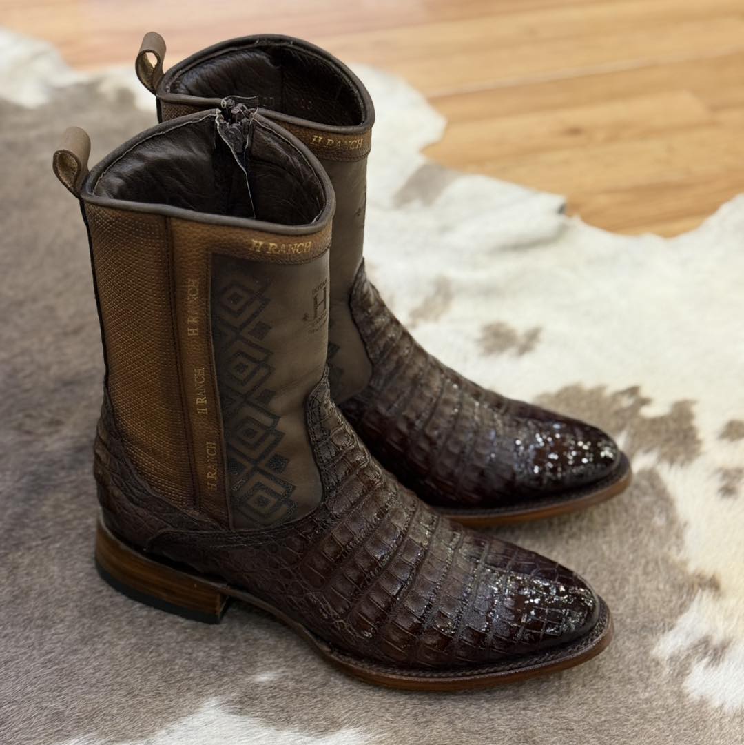Vintage Printed Crocodile Leather Cowboy Boots