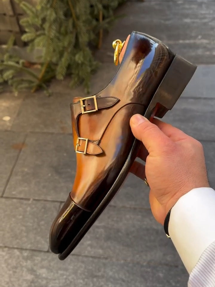 Cap Toe Double Monk Strap Shoe