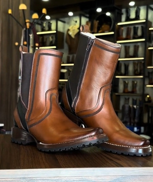 Vintage Textured Men's Leather Boots