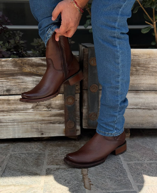 Vintage Textured Men's Leather Boots