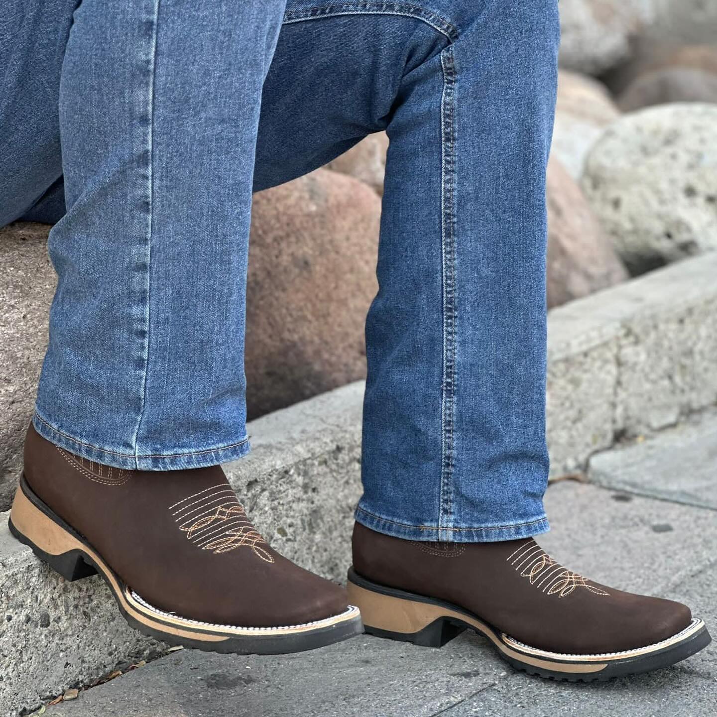Handmade Crafted Embroidery Embroidered Square Toe Boots
