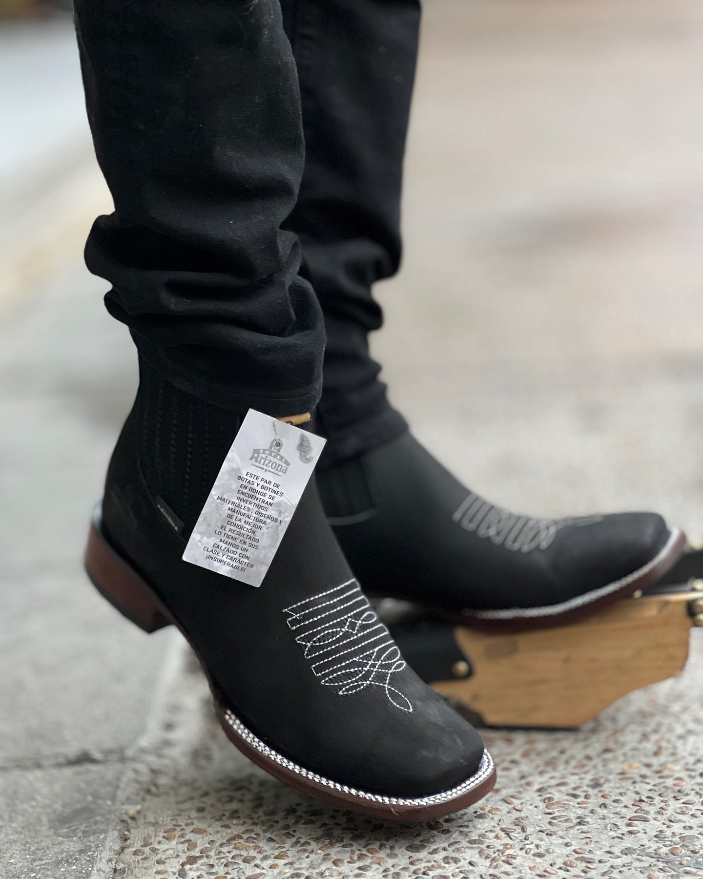Handmade Crafted Embroidery Embroidered Square Toe Boots