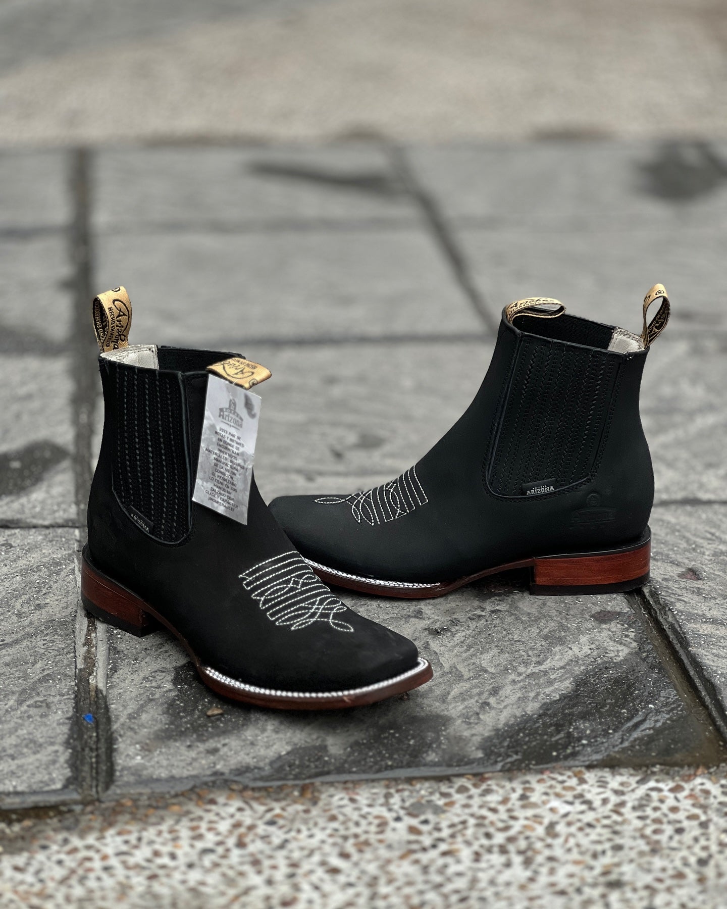 Handmade Crafted Embroidery Embroidered Square Toe Boots