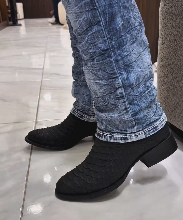 Handmade Vintage Printed Python Boots