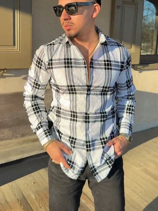 Striped Plaid Lumberjack Fit Shirt