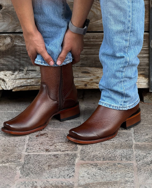 Vintage Textured Men's Leather Boots