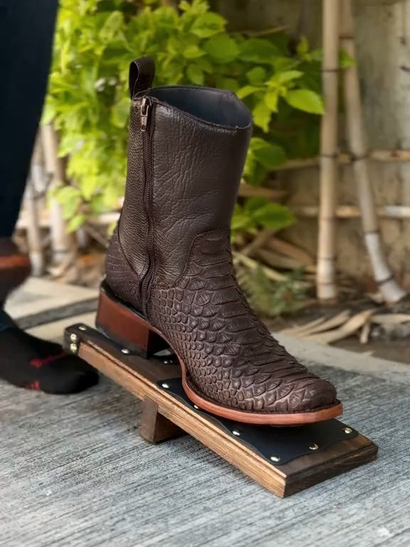 Handmade Vintage Printed Python Boots