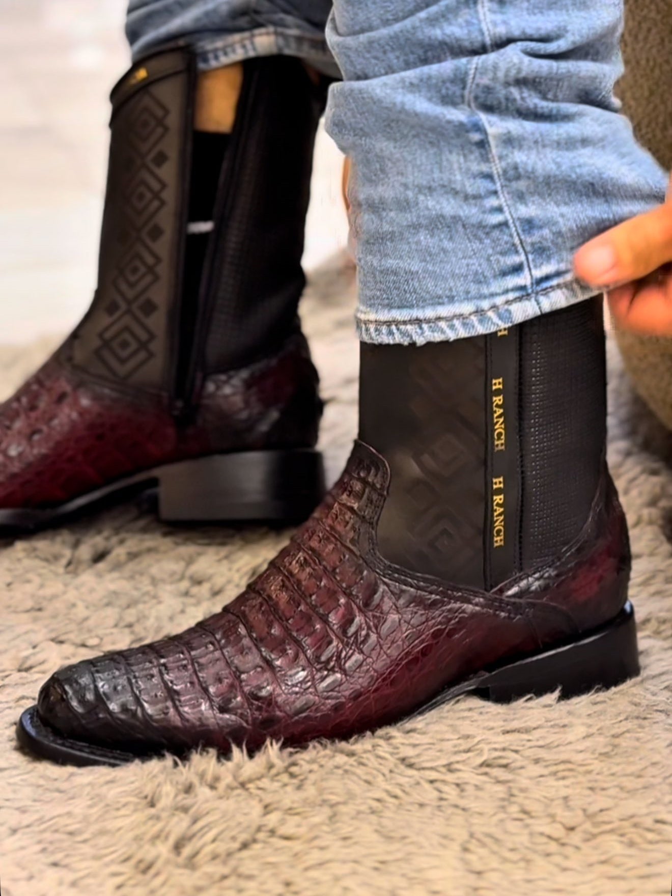 Handmade Vintage Printed Python Boots