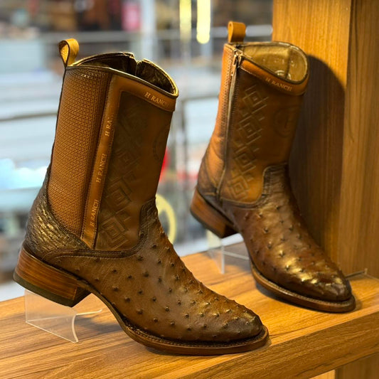 Vintage Ostrich Leather Ranch Cowboy Boots