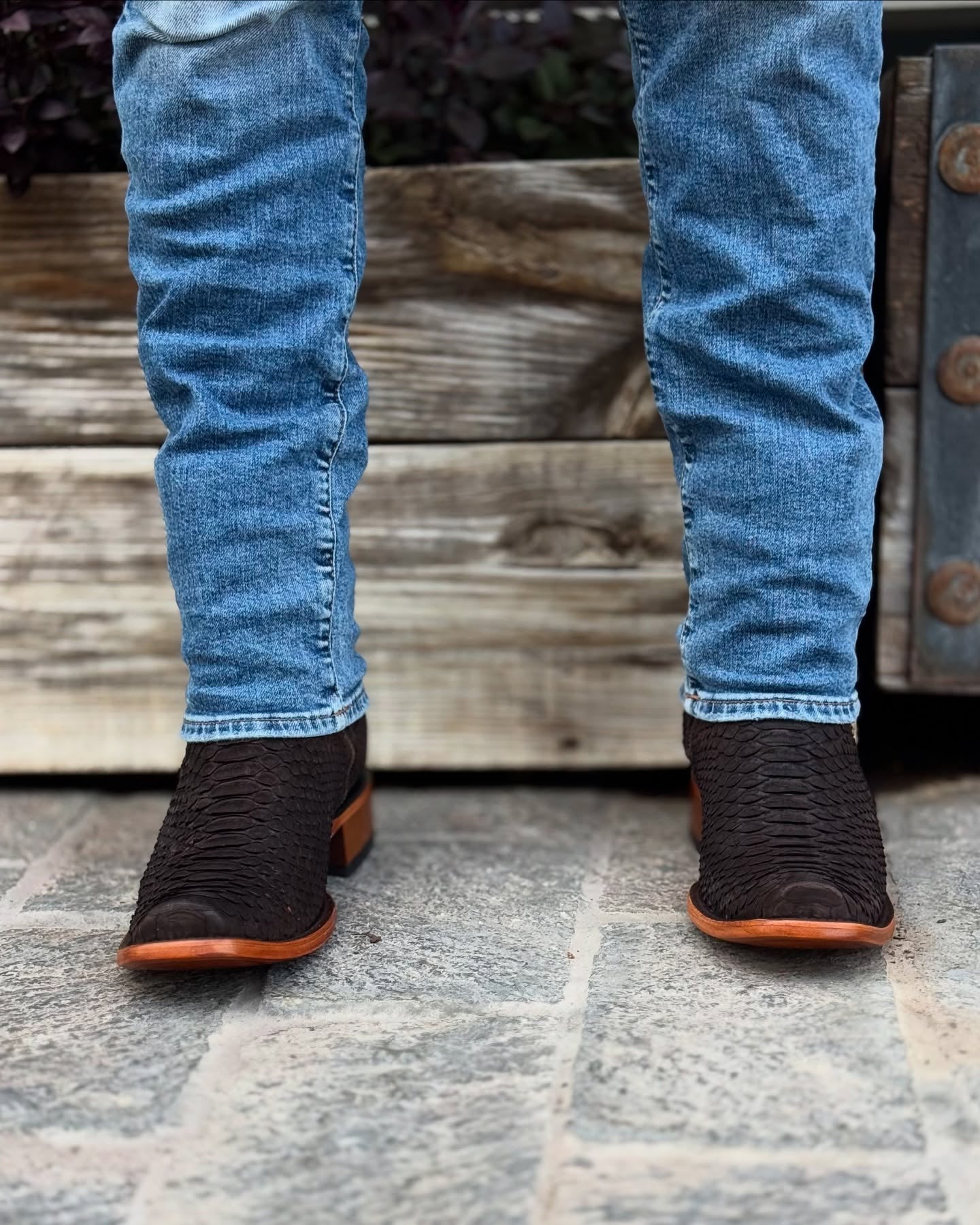 Handmade Vintage Printed Python Boots