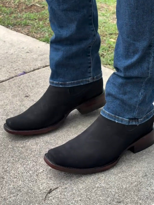 Classic Vintage Wide Leather Boots With Low Heel