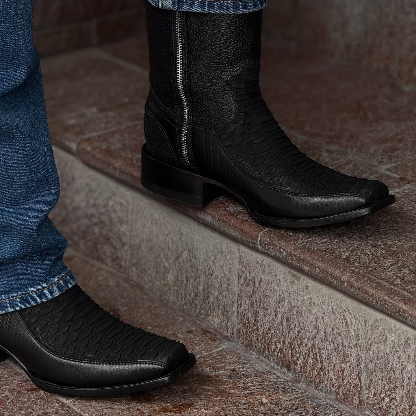 Python Skin Zipper Exotic Cowboy Boots
