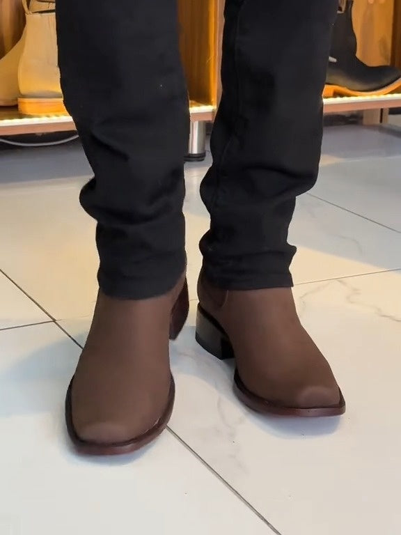 Men’s Short Ankle Boots Square Toe Handcrafted Rodeo Cowboy Boots