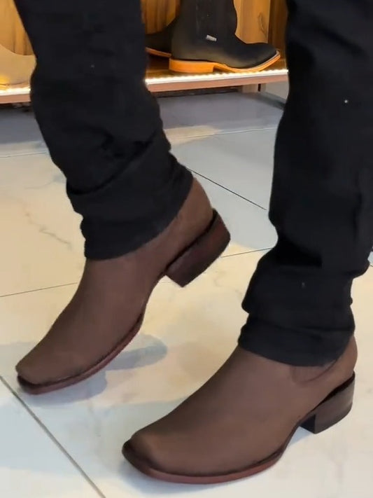 Men’s Short Ankle Boots Square Toe Handcrafted Rodeo Cowboy Boots