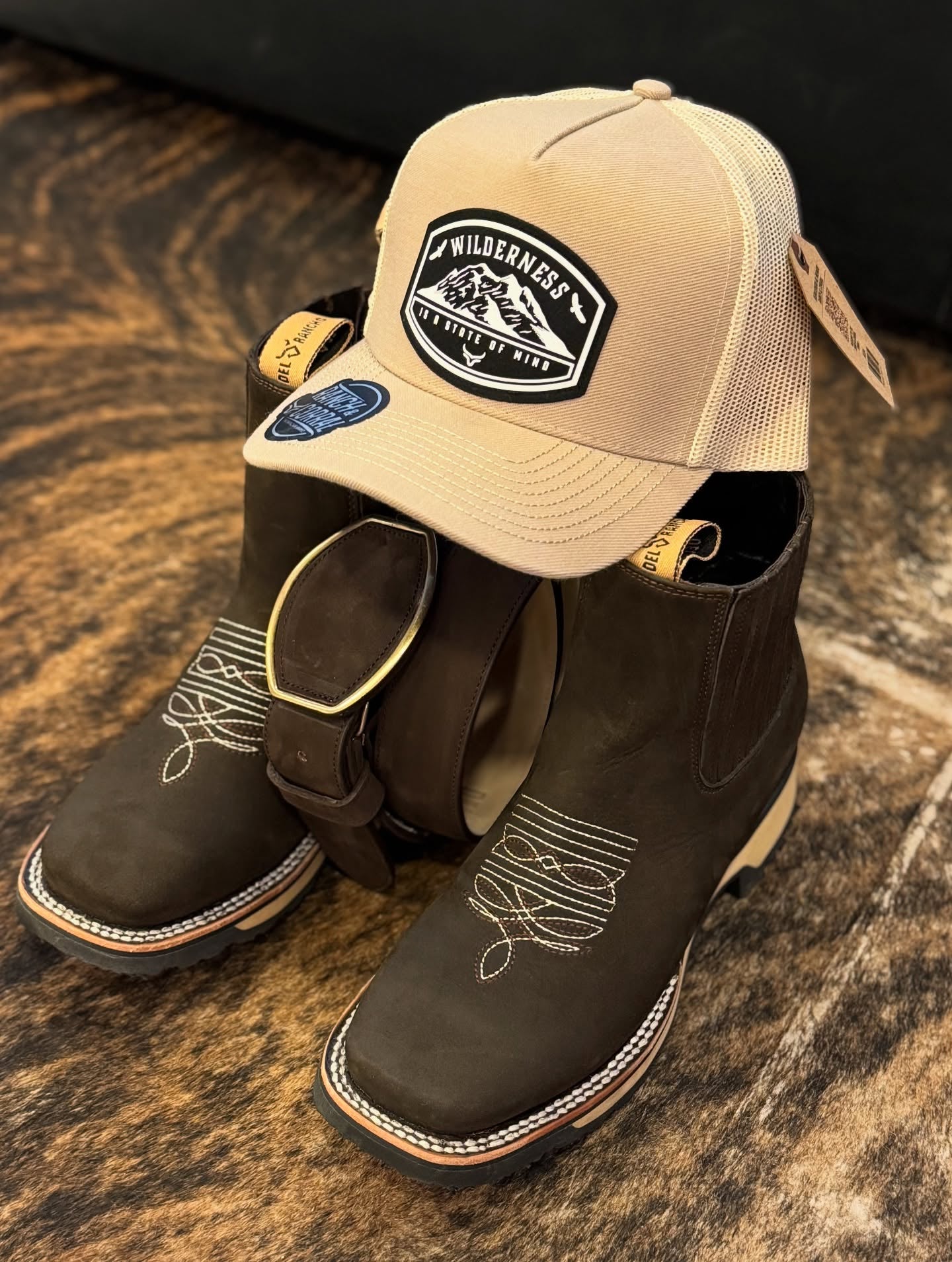 Black Square Toe Sculpted Cowboy Boots