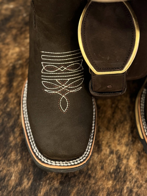 Black Square Toe Sculpted Cowboy Boots