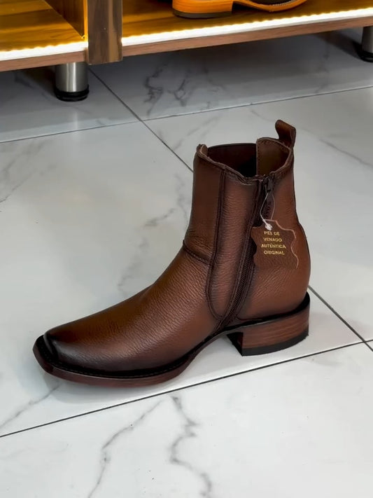 Vintage Handmade Solid Color Leather Boots