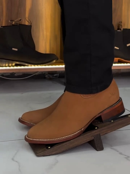 Western Suede Cowboy Ankle Boots