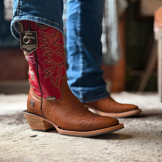 Handmade Red Embroidered Cowboy Boots