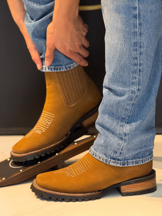Vintage Suede Embroidered Boots
