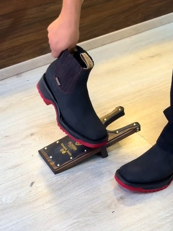 Mens Black Leather Work Boots Non-Slip Elasticized Soft Toe