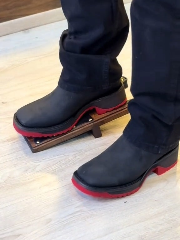 Mens Black Leather Work Boots Non-Slip Elasticized Soft Toe