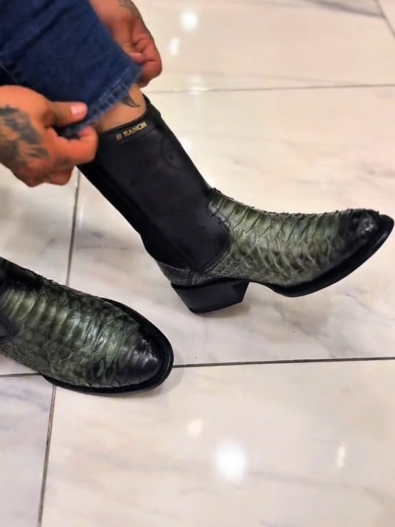 Lama USA Gray Python Almond Toe Western Boots