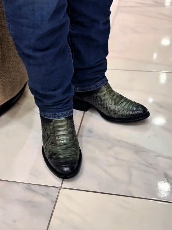 Lama USA Gray Python Almond Toe Western Boots