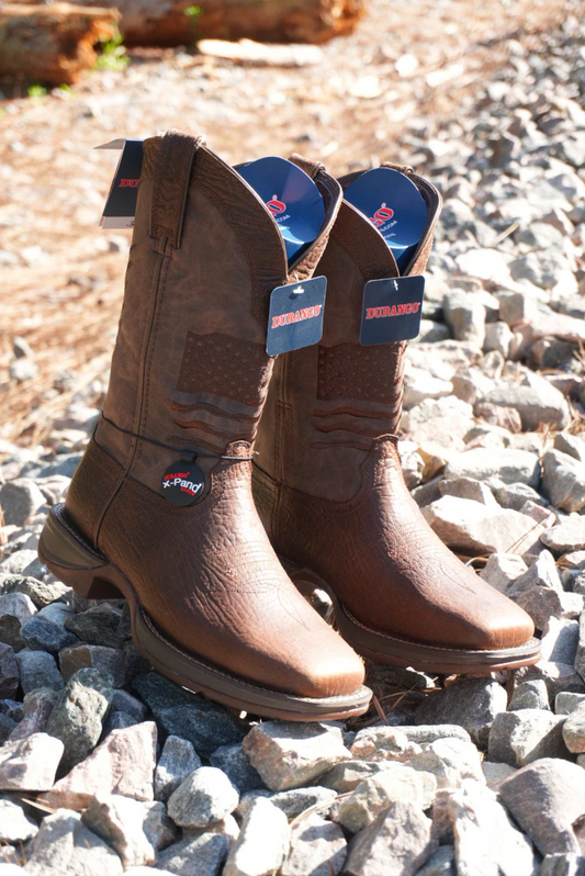 DURANGO MENS WORK BOOT REBEL DARK ALL DARK BROWN AMERICAN FLAG