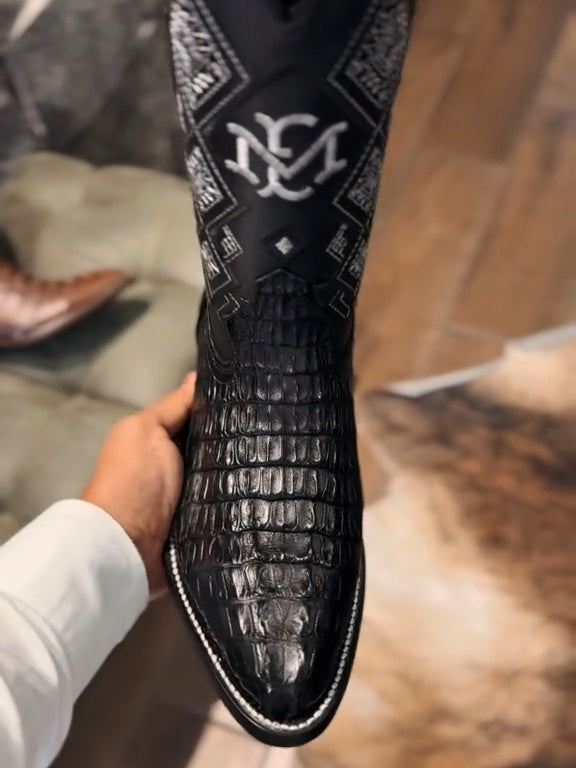 MEN'S COWBOY ALLIGATOR NECK PRINT WESTERN SQUARE TOE BOOT