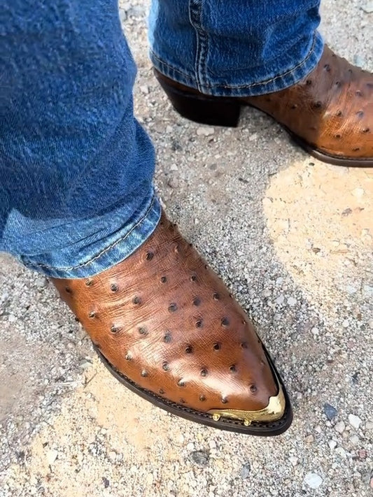 Vintage J Chisholm Exotic Full Quill Ostrich Cowboy Boots