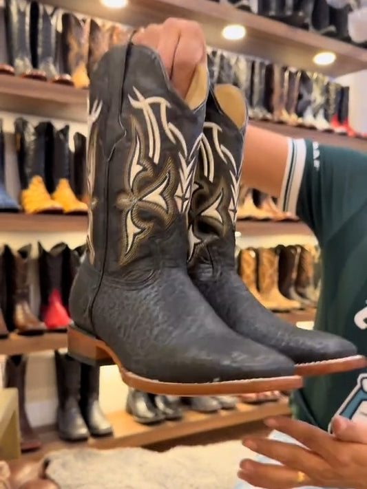 Men's Bull Collar Bulldog Square Toe Cowboy Boot