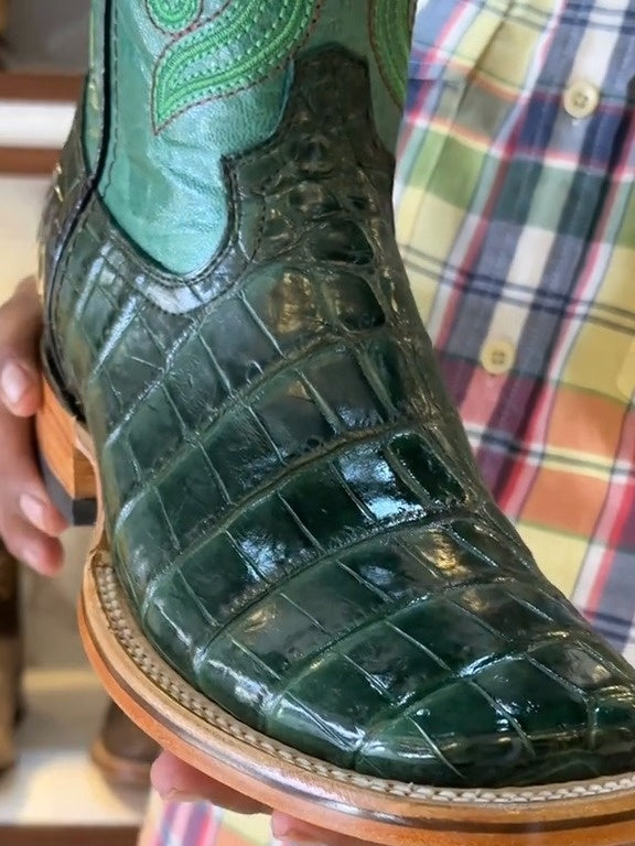 HORSE POWER EMERALD EXPLOSION CHOCOLATE CAIMAN PRINT MEN'S BOOTS
