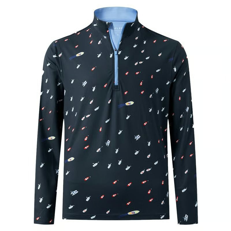Harmoniout Men’s Quarter Zip Golf Pullover, Dry Fit Long Sleeve Performance Sweatshirt, Moisture Wicking 1/4 Zip Printed Athletic Top
