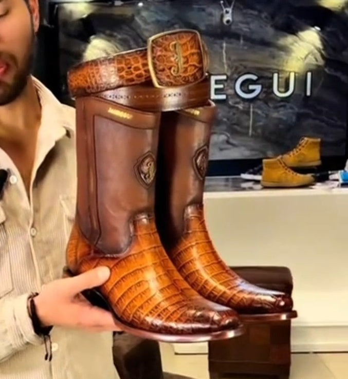 IMPERIO BOOTS ALLIGATOR LIMITED EDTION BROOKLYN SAND SQUARE TOE