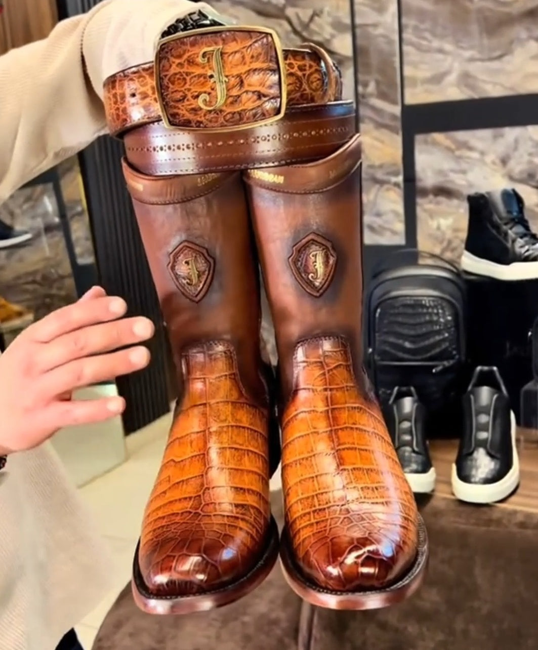 IMPERIO BOOTS ALLIGATOR LIMITED EDTION BROOKLYN SAND SQUARE TOE