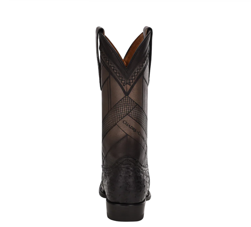 BLACK Dress Ostrich Leather Cowboy Boots