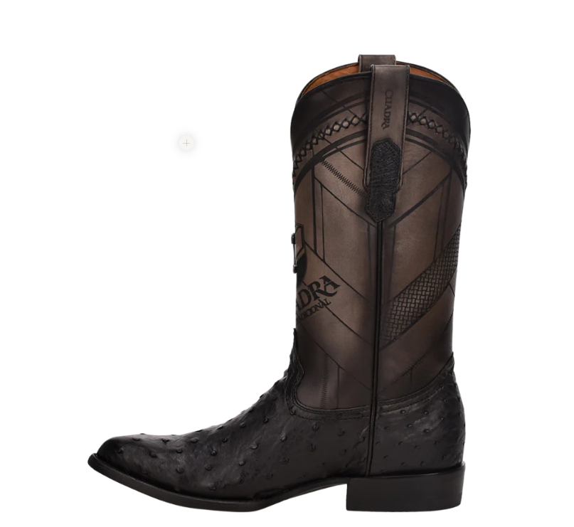 BLACK Dress Ostrich Leather Cowboy Boots