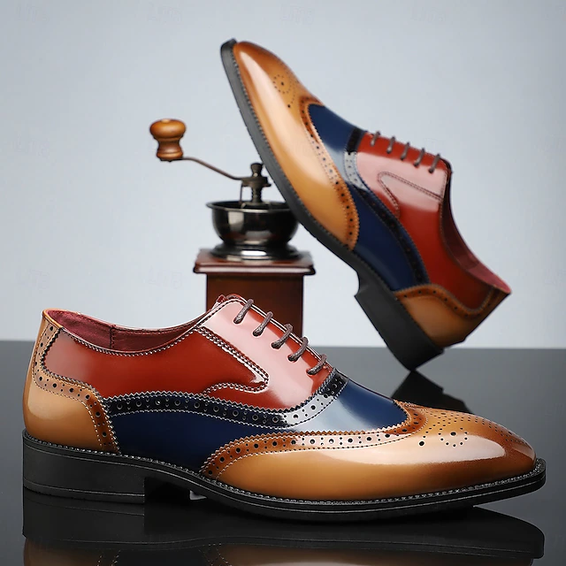 Men's Multicolor Patent Leather Oxford Shoes