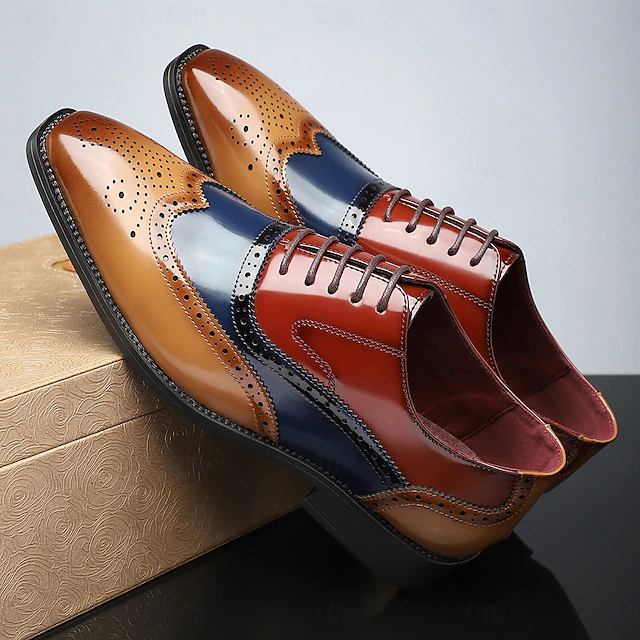 Men's Multicolor Patent Leather Oxford Shoes