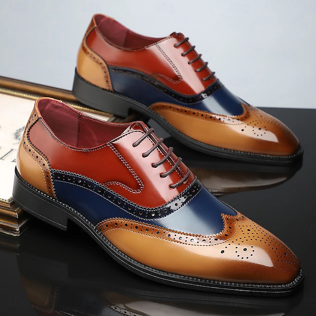 Men's Multicolor Patent Leather Oxford Shoes