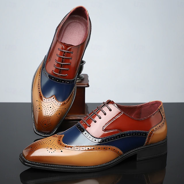 Men's Multicolor Patent Leather Oxford Shoes