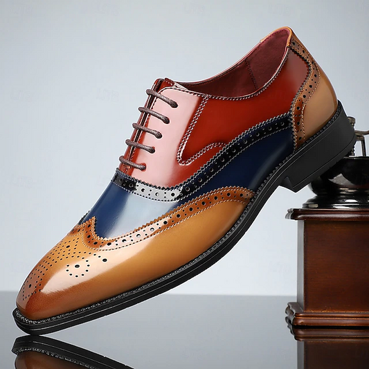 Men's Multicolor Patent Leather Oxford Shoes